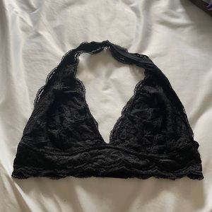 Black lace halter bra top Size M